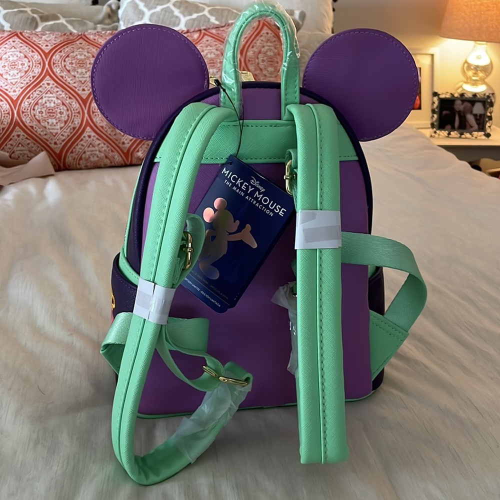 Loungefly Disney Parks Mickey Mouse Main Attraction Tea Cups Back Pack - Picture 2 of 4